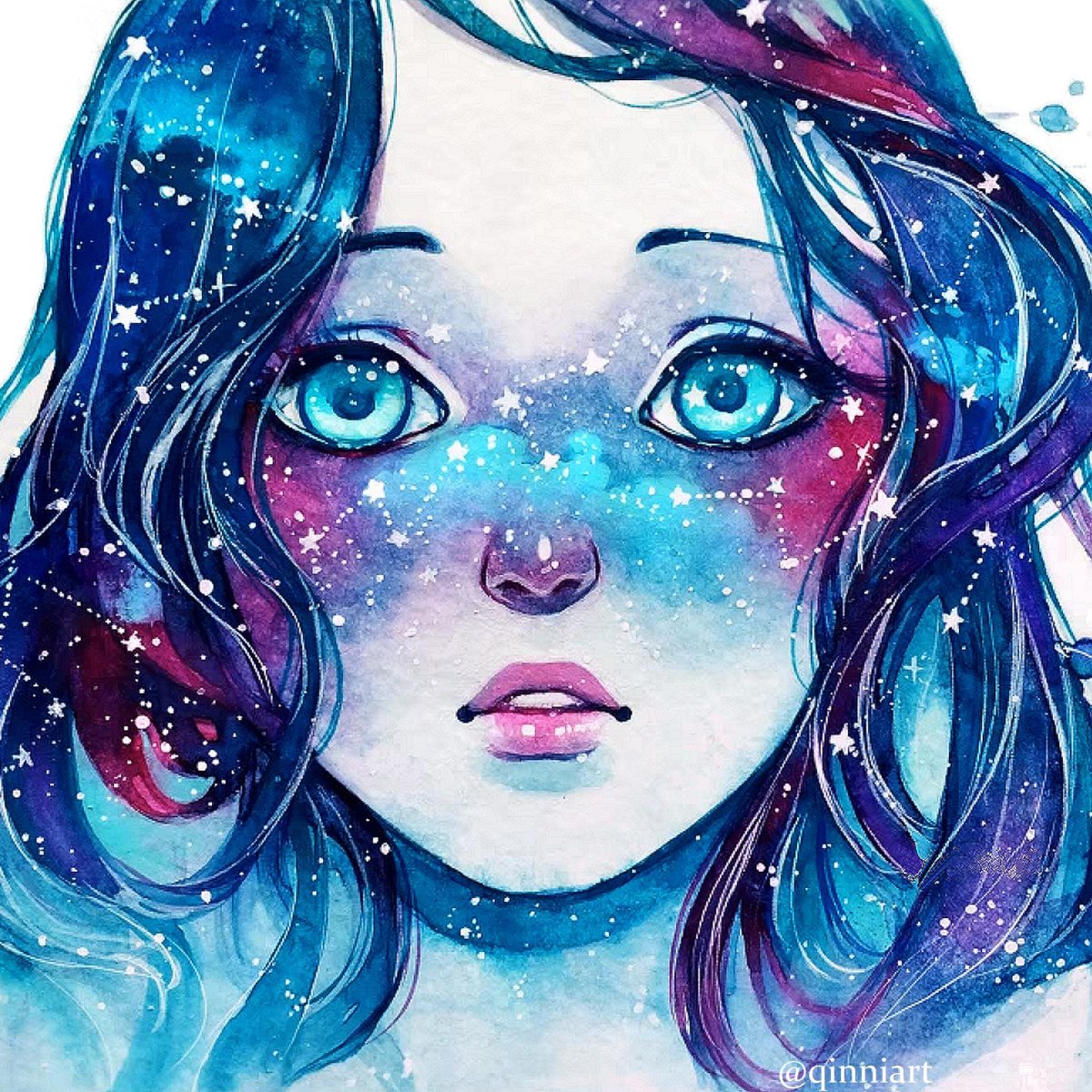 Девушка с космическими волосами