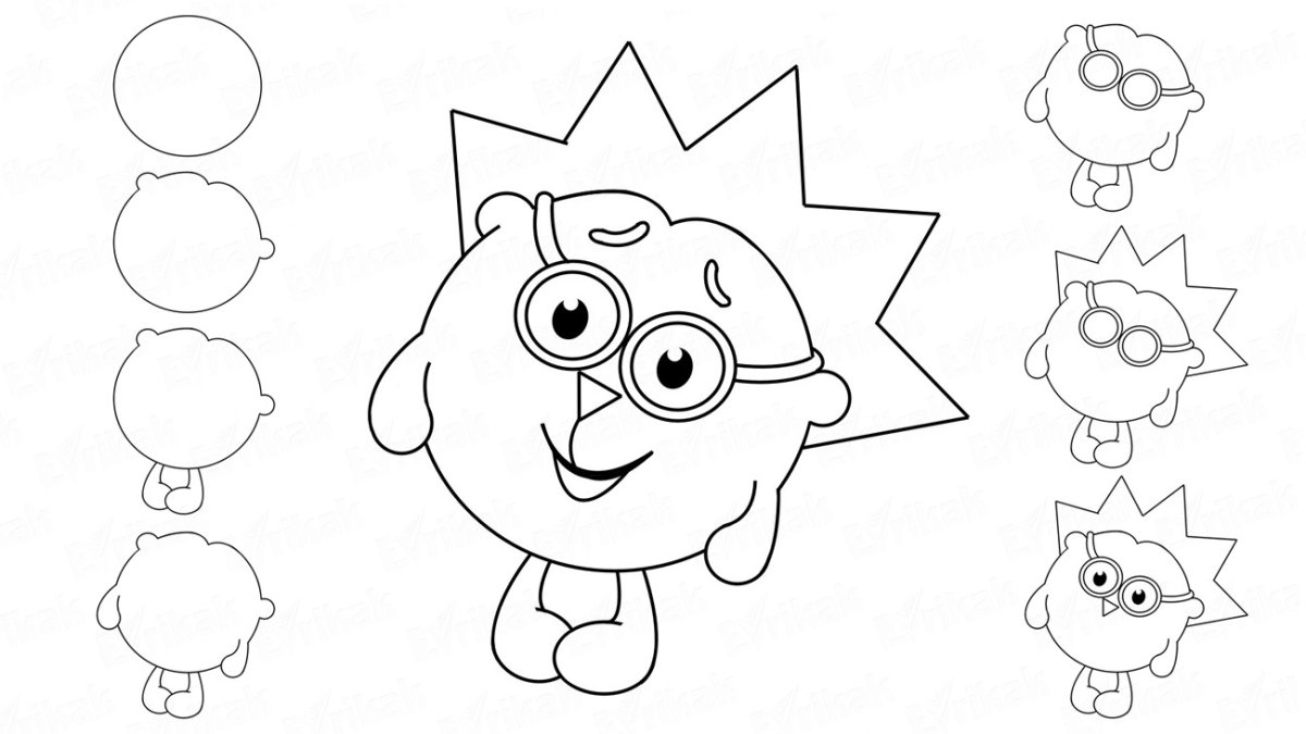 Крош из смешариков карандашом