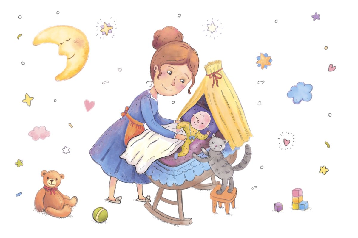 Спящий Ангелочек на месяце