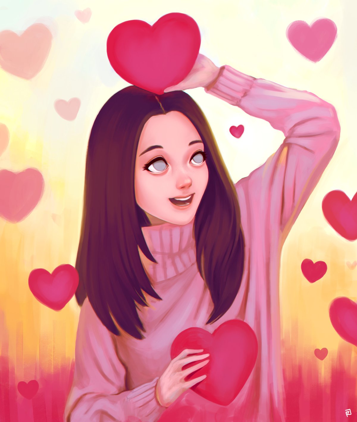 Девушки с сердечками на аву