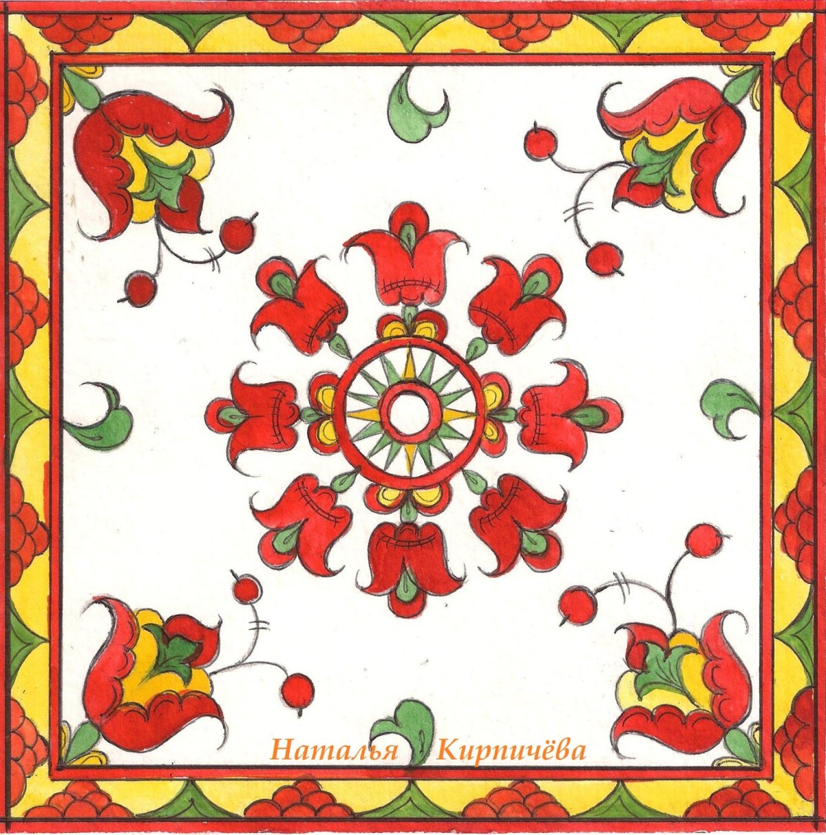 Пермогорская роспись птица Сирин