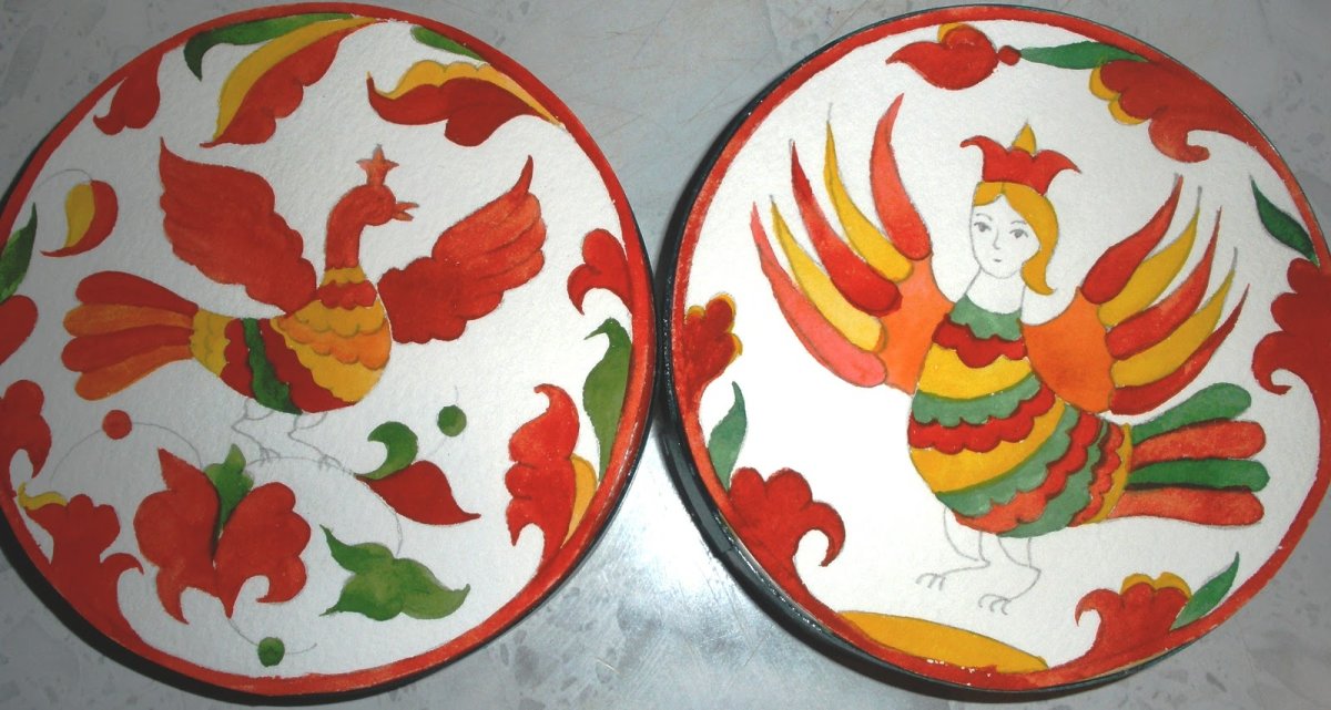 Пермогорская роспись тарелка