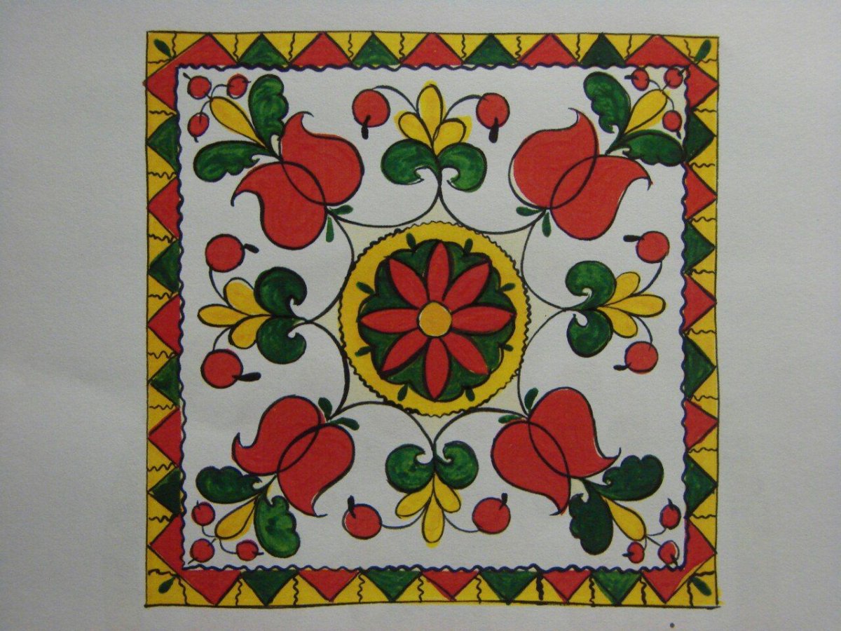 Пермогорская роспись птица Сирин