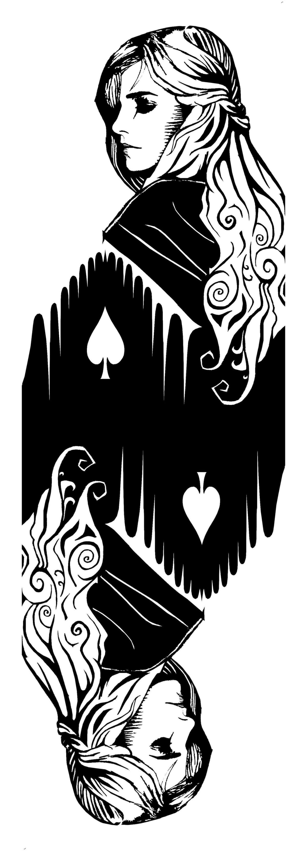 Игральная карта дама пик