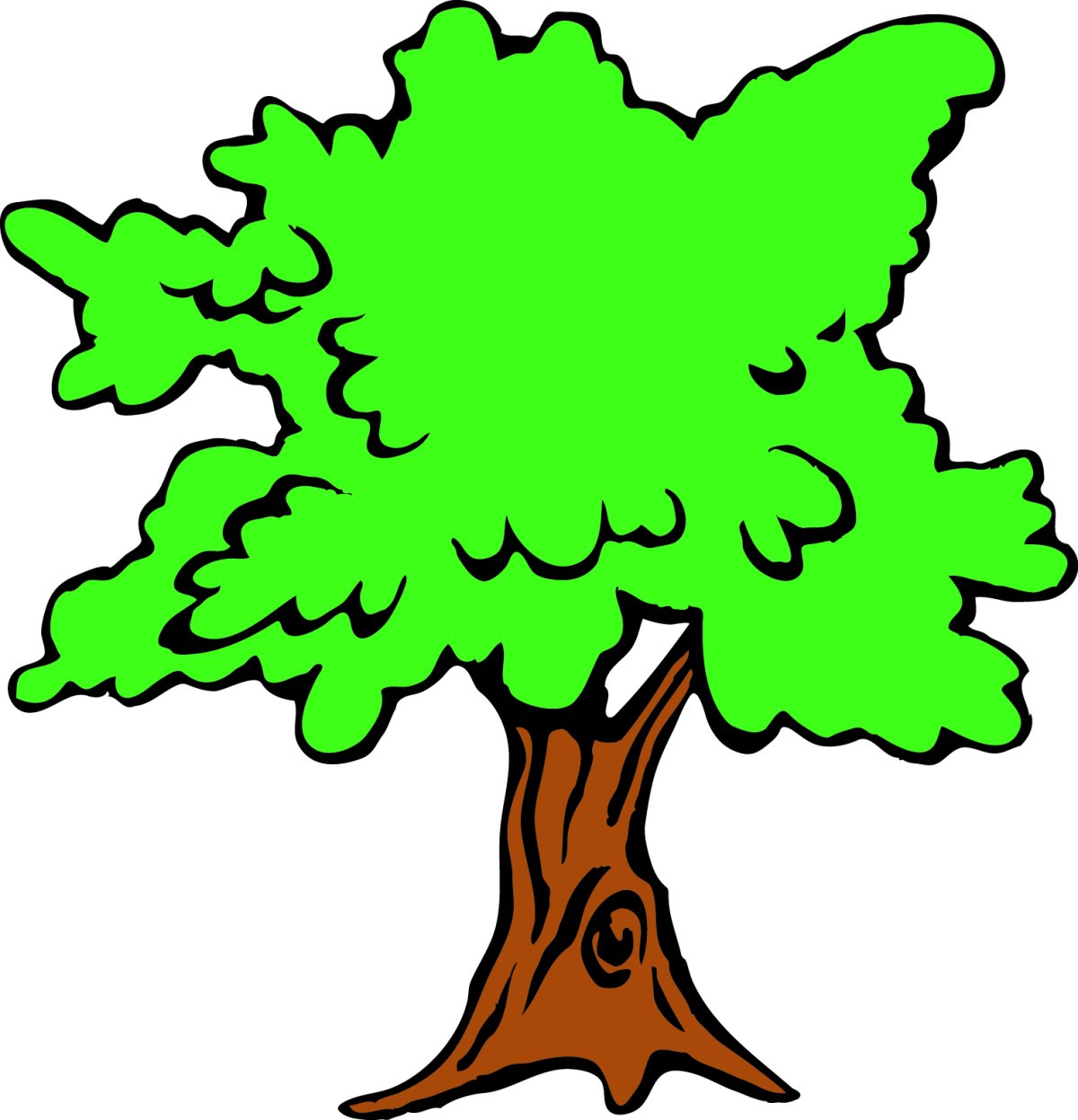 Дуб контурный рисунок