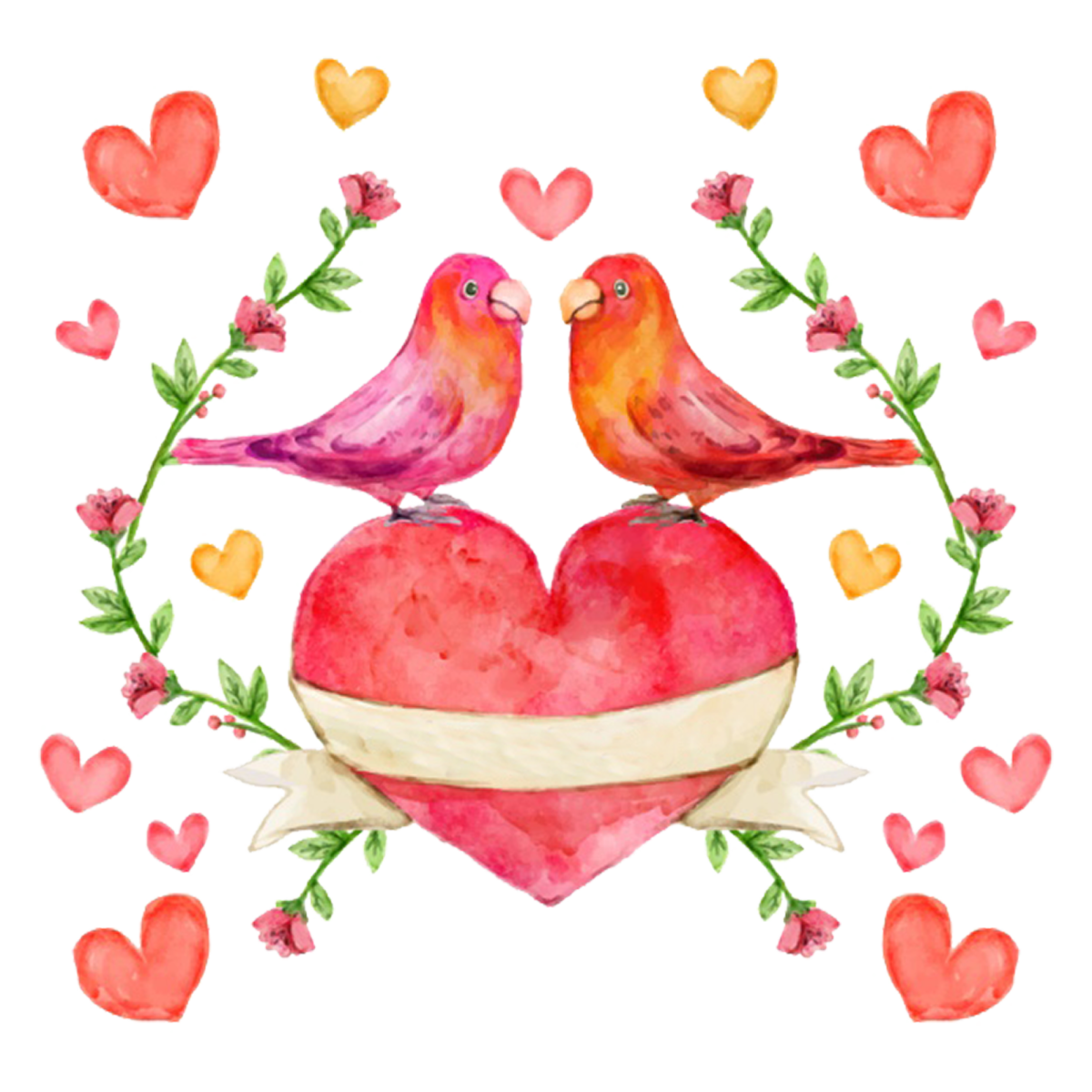 Сердечко акварель