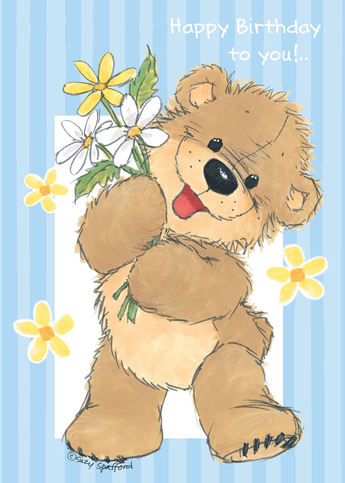 Открытка с мишкой с днем рождения