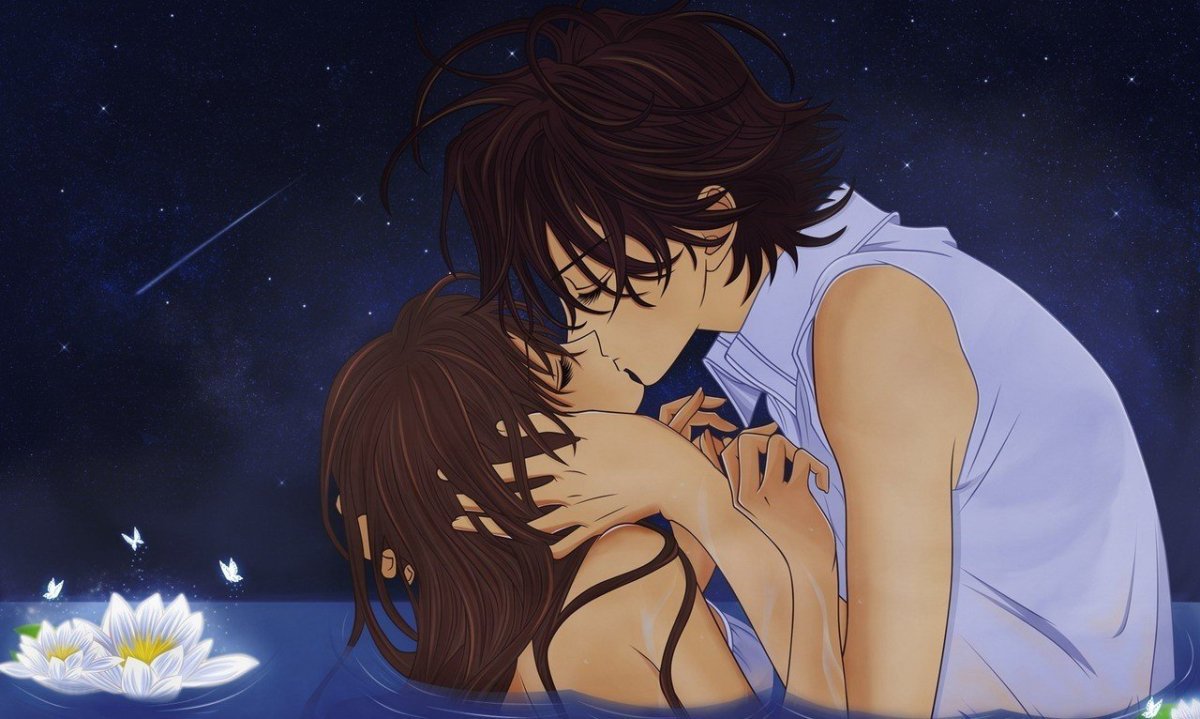 Аниме поцелуй на ночь
