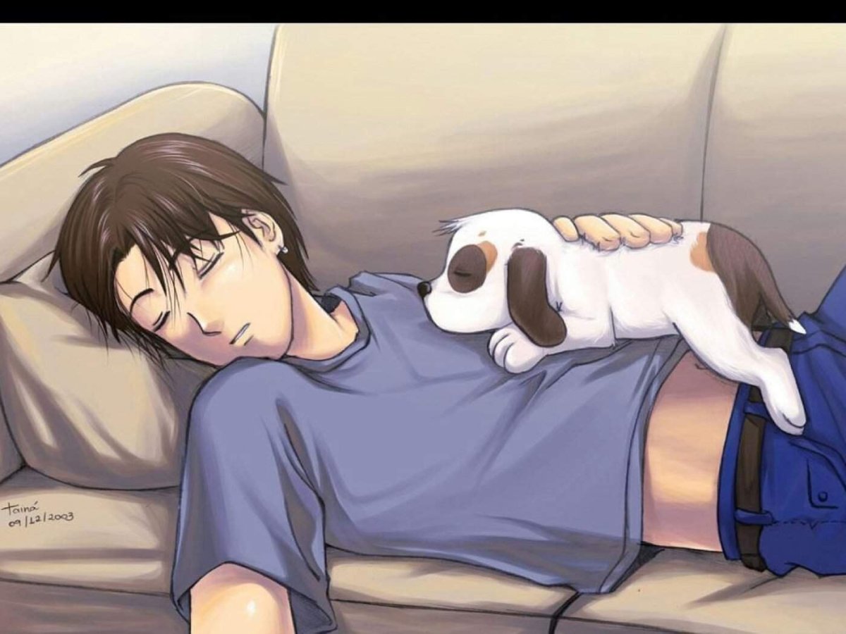 Аниме парень спит