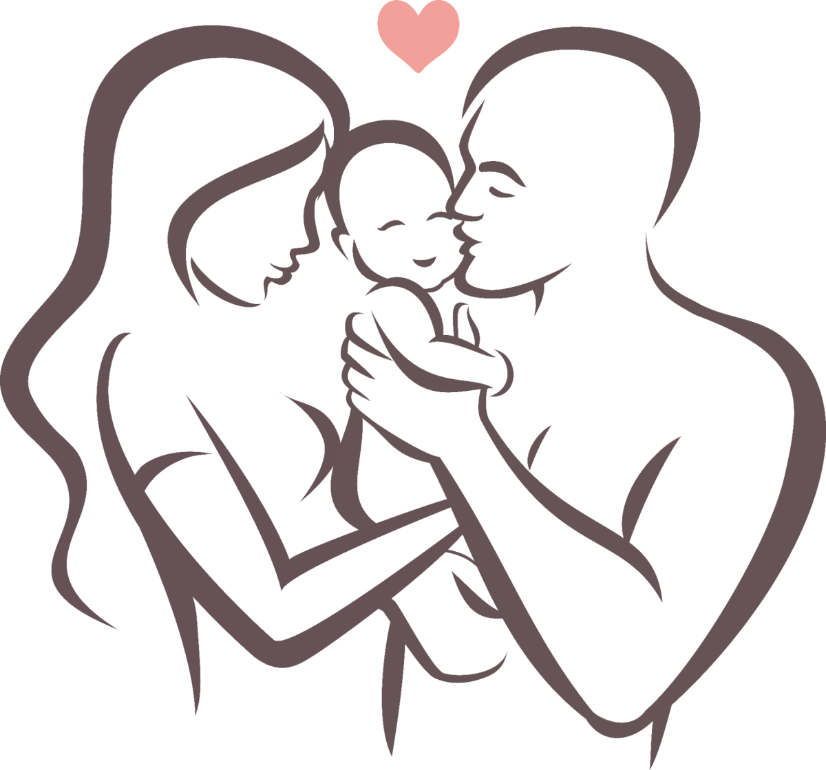 Силуэт семья с младенцем