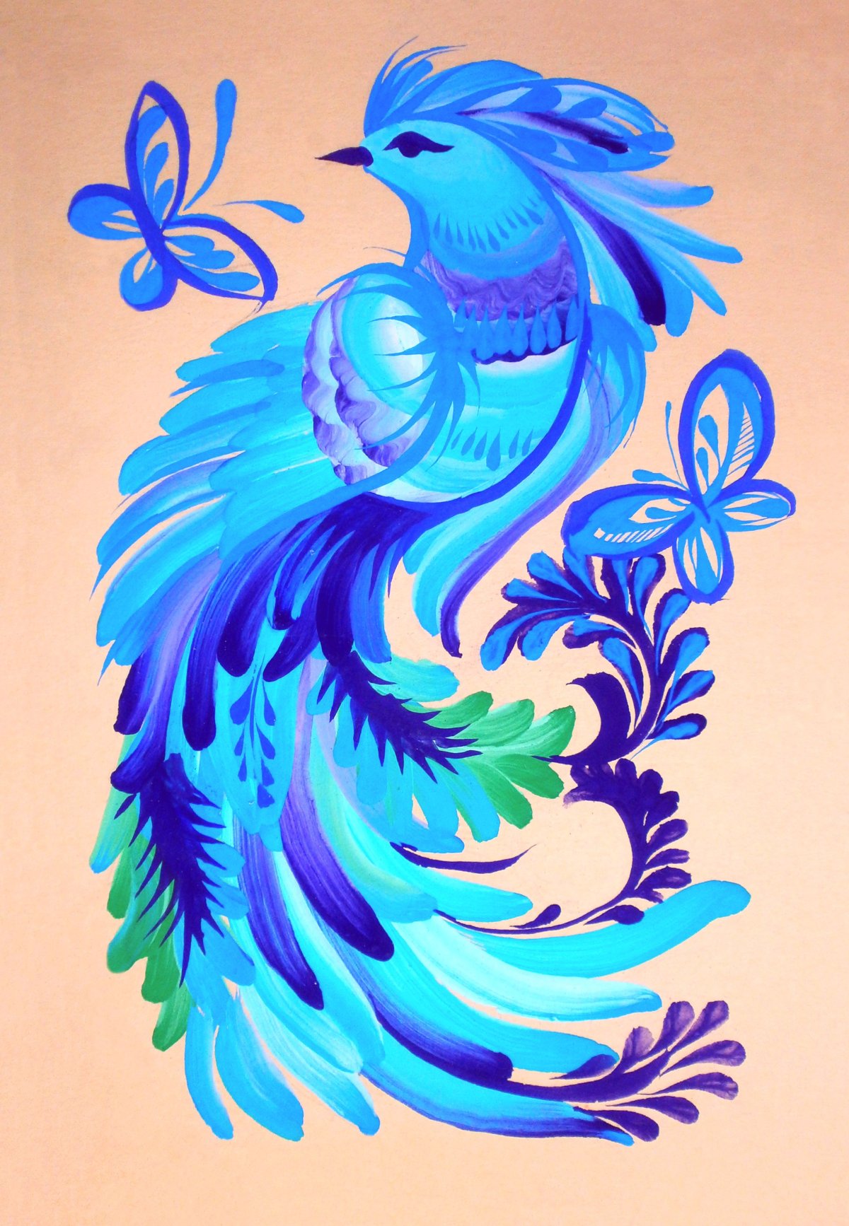 Петриковская роспись птицы