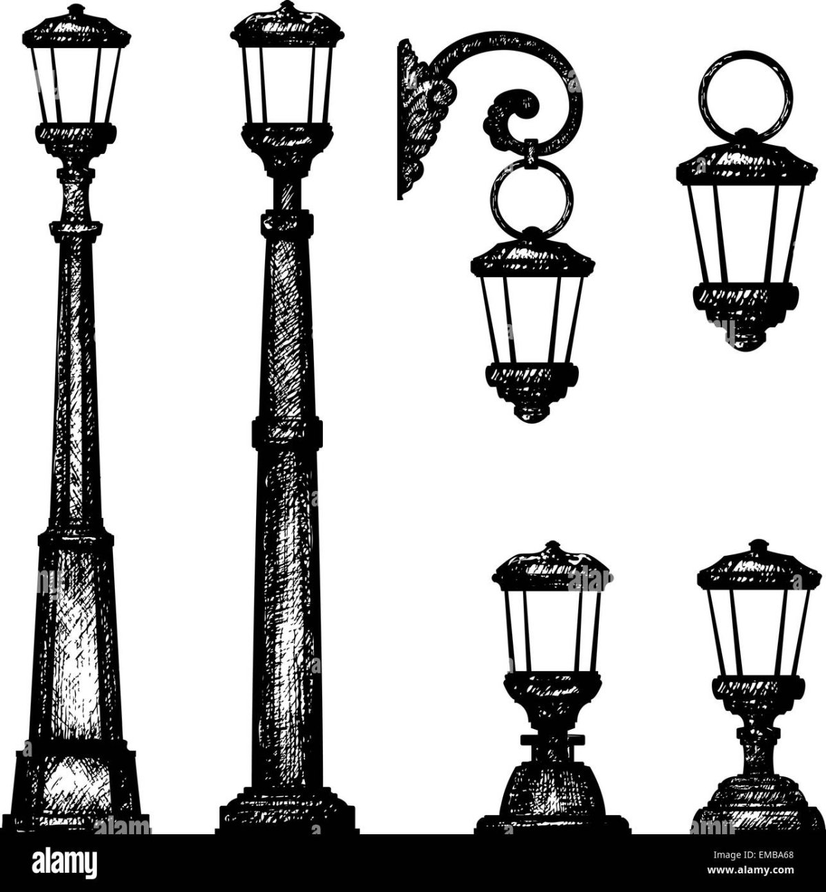Фонари для парка векторный