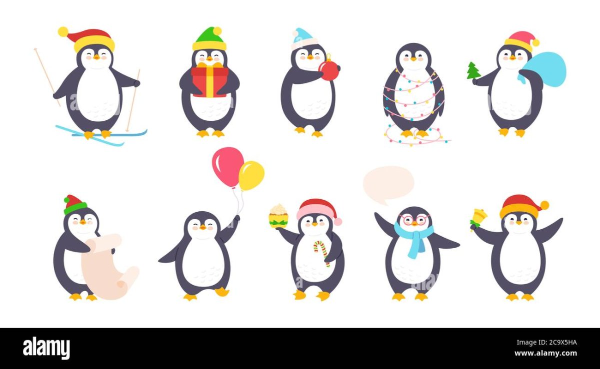 Новогодние пингвины вектор