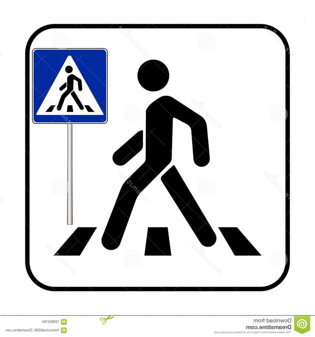 Дорожный знак пешеходный переход на белом фоне