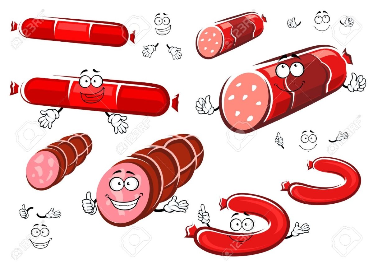 Колбаса на белом фоне