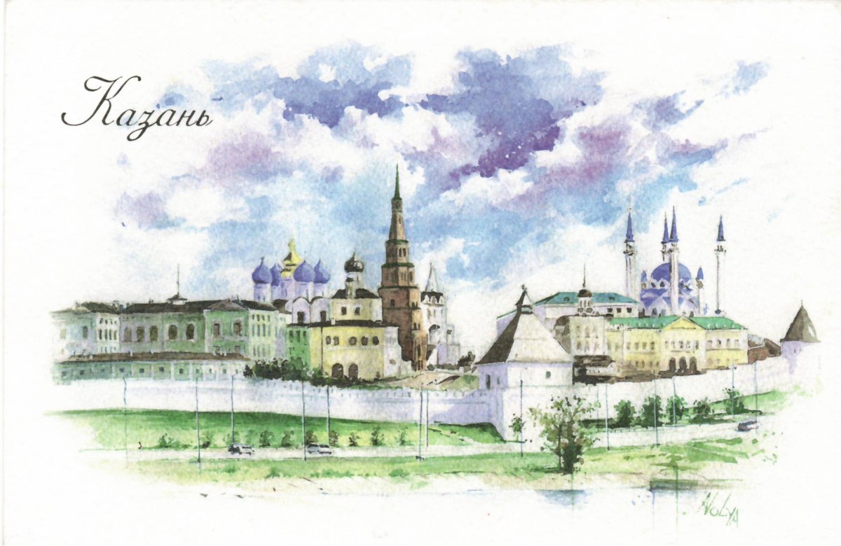 Казанский Кремль акварель