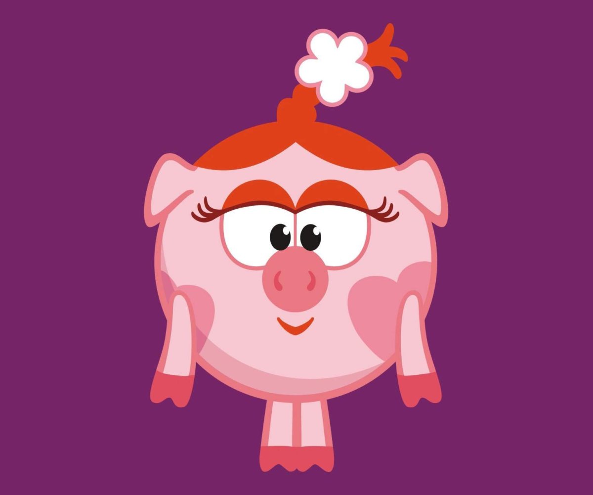 Смешарики Нюша на белом фоне