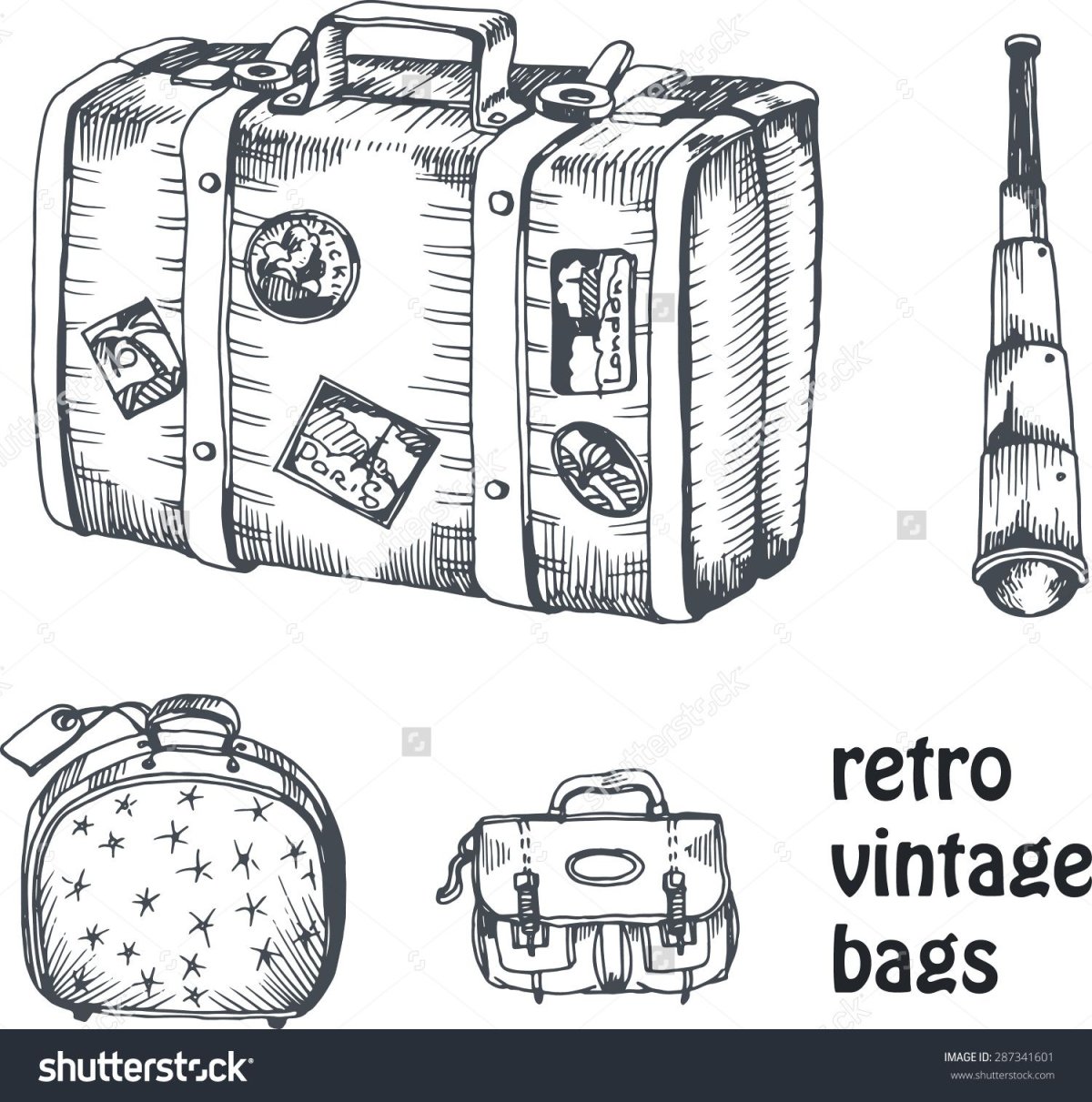 Зарисовки старинного чемодана