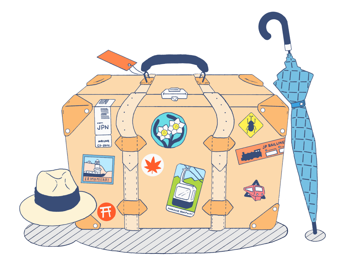 Чемодан с вещами рисунок