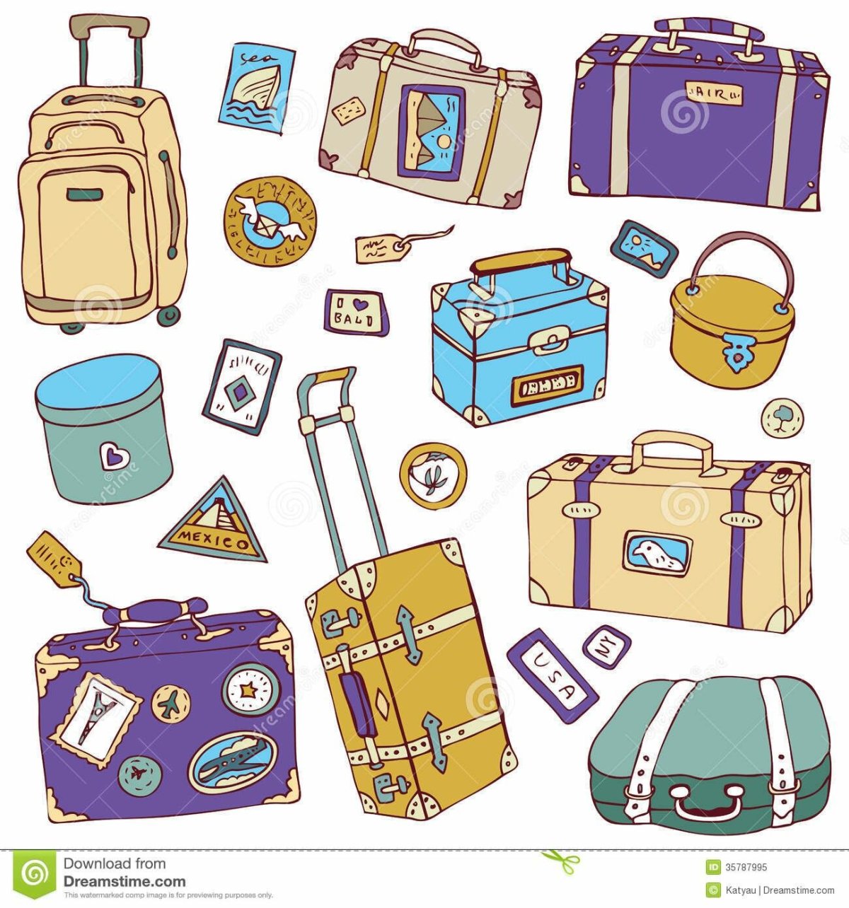 Путешествия с чемоданом нарисовано