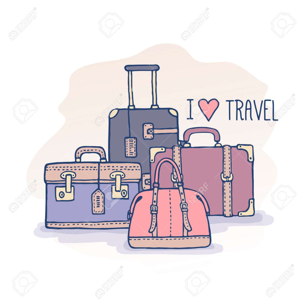 Сумка и чемодан схематично