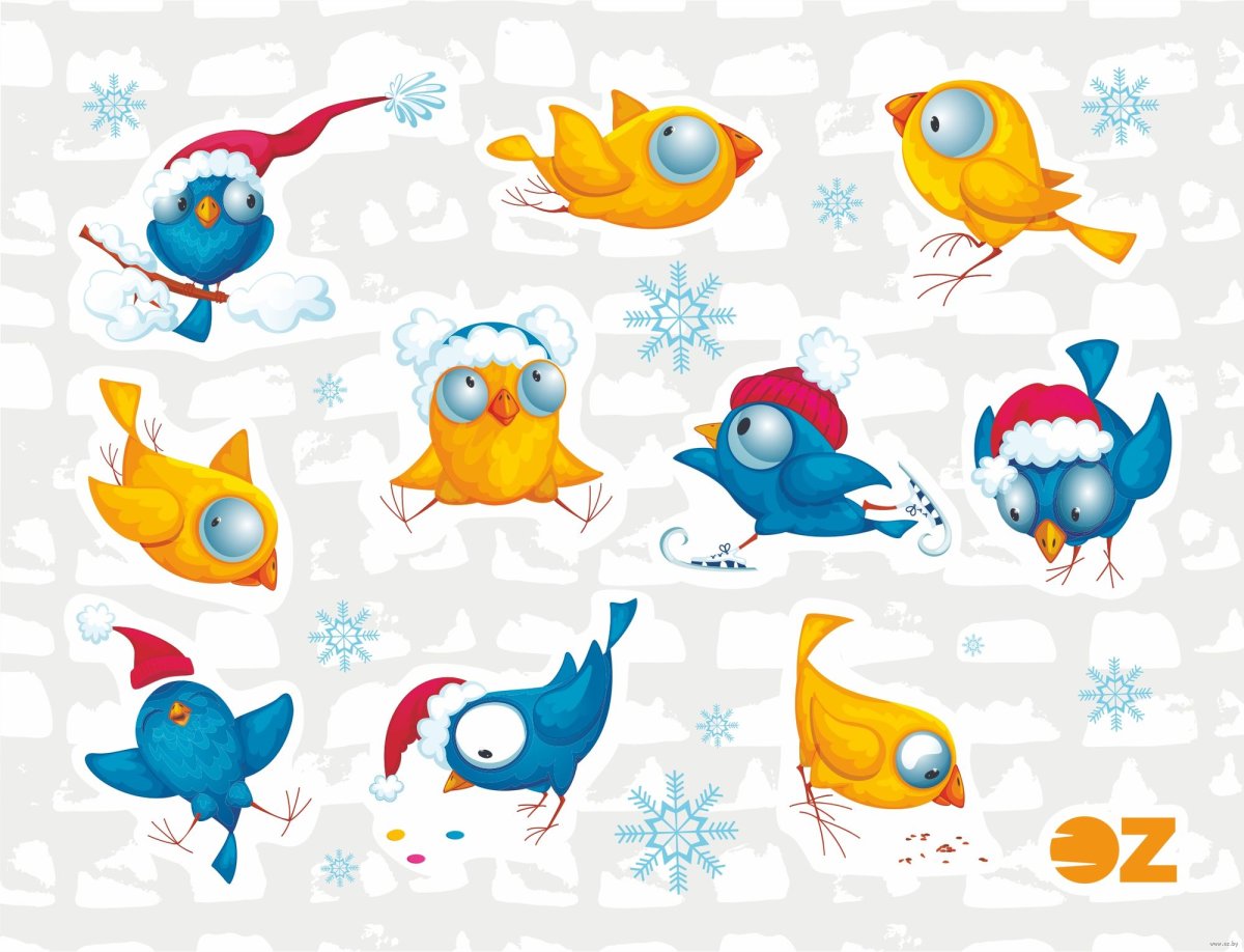 Зимние птицы вектор