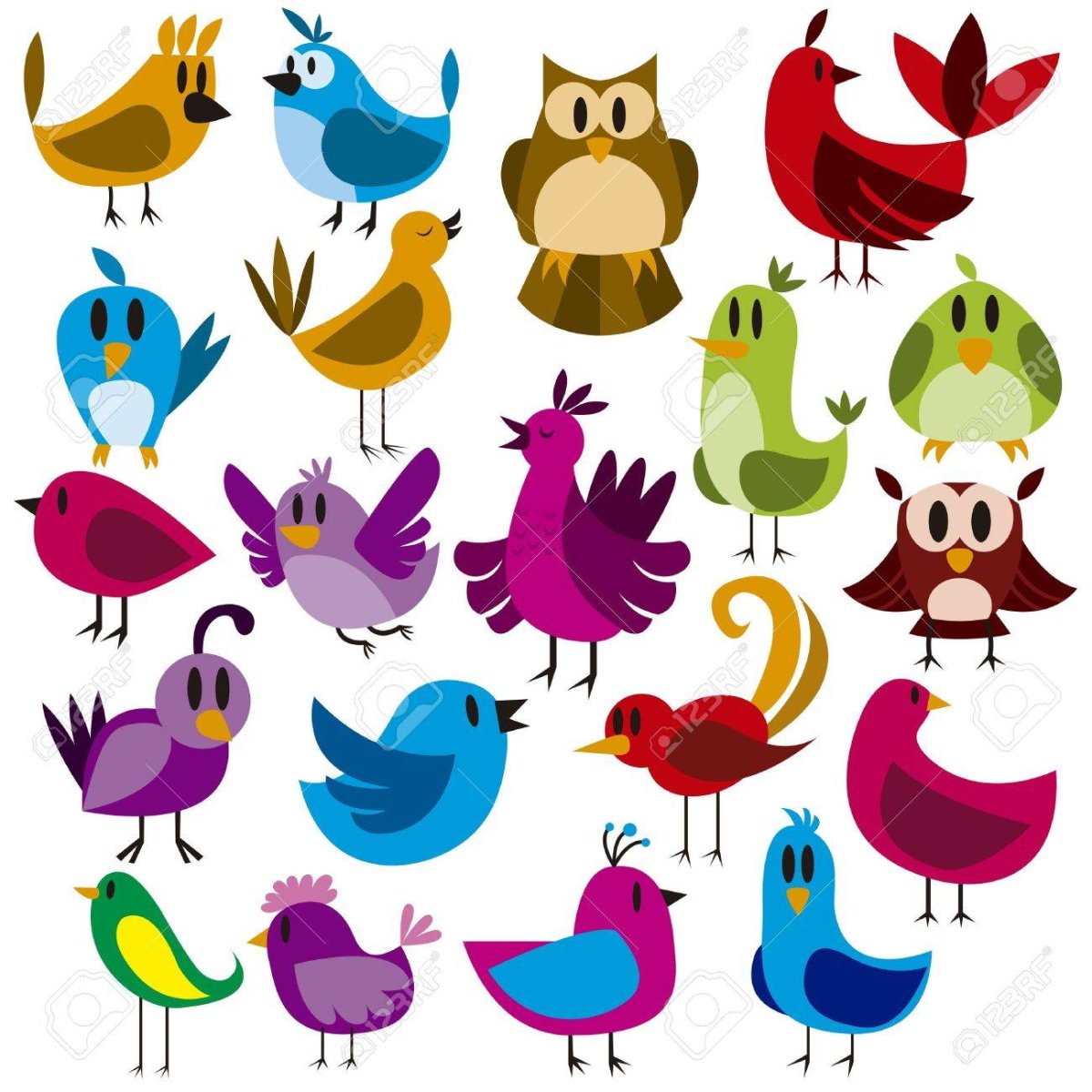 Стилизованная мультяшная птичка