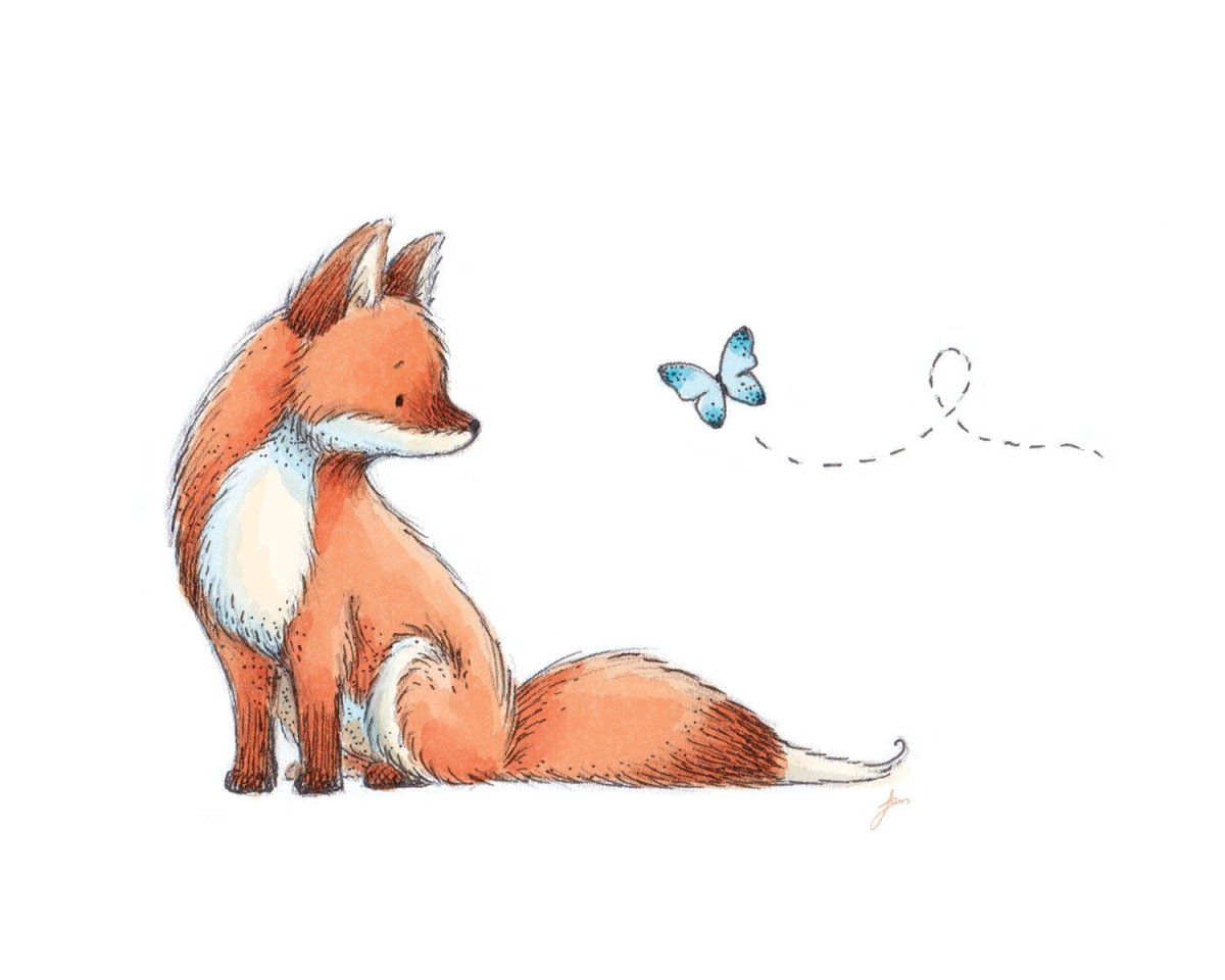 Лисёнок рисунок милый