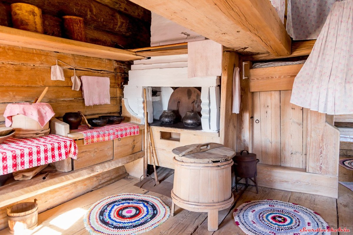 Печь в избе вектор