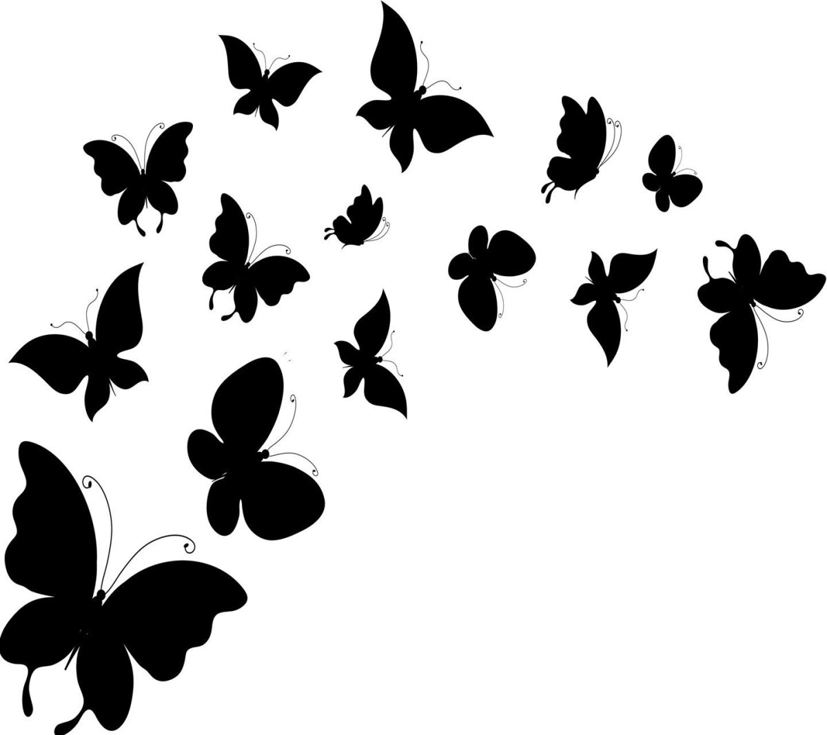 Много бабочек вектор
