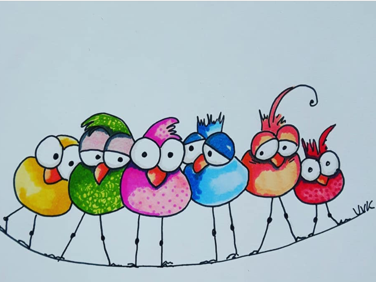 Смешная птица рисунок