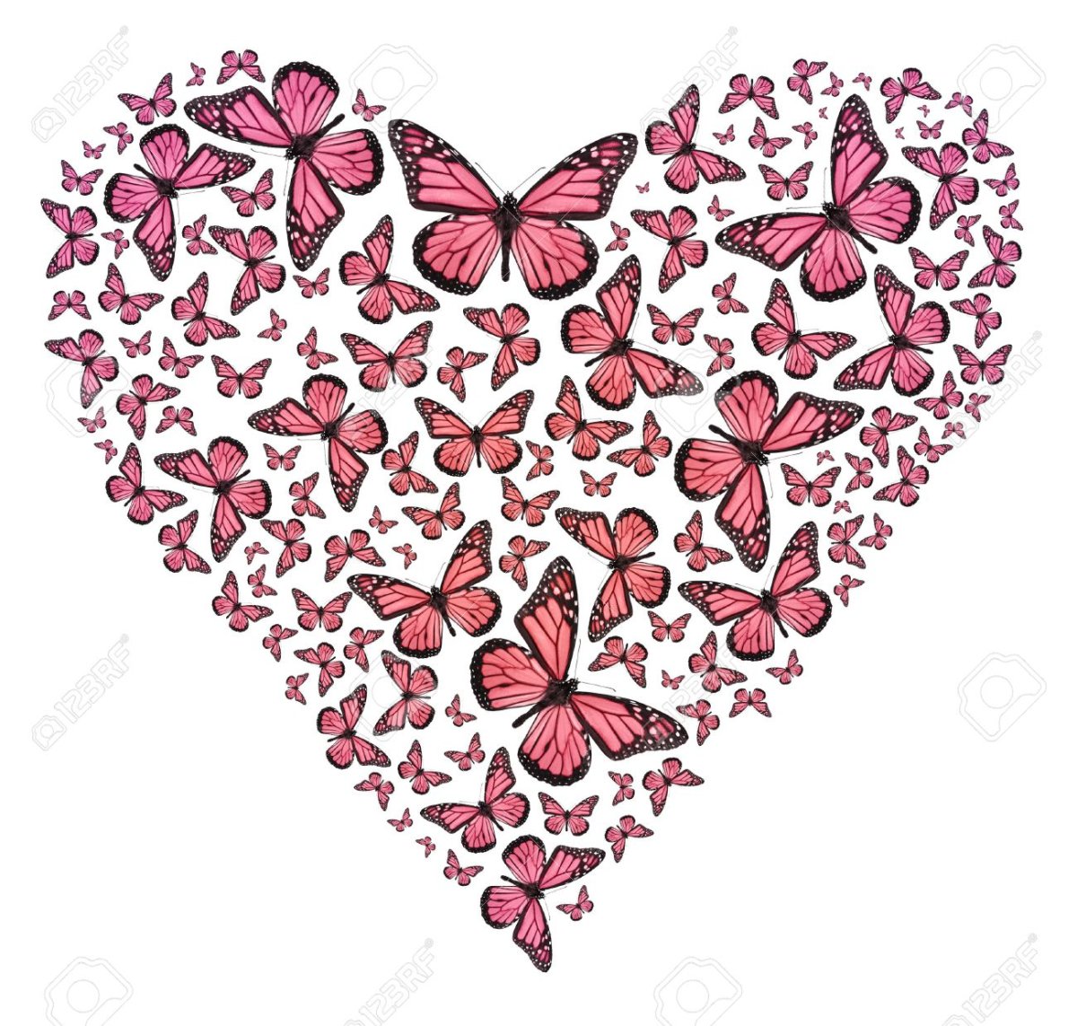 Розовое сердце из бабочек