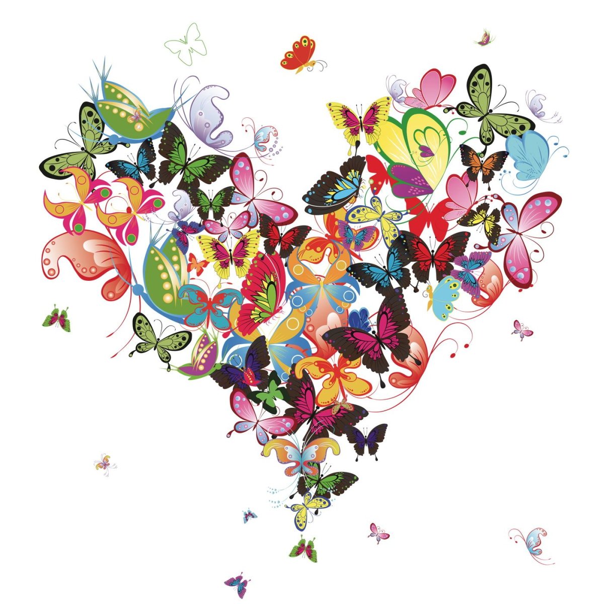 Сердечки бабочки цветочки