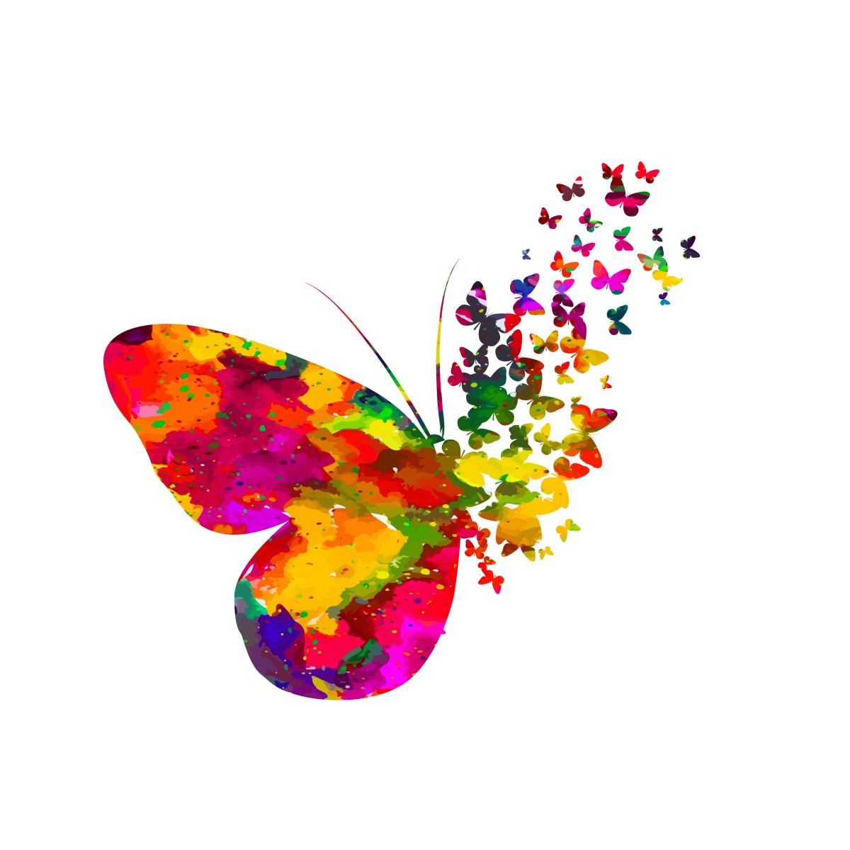 Радужные бабочки акварель