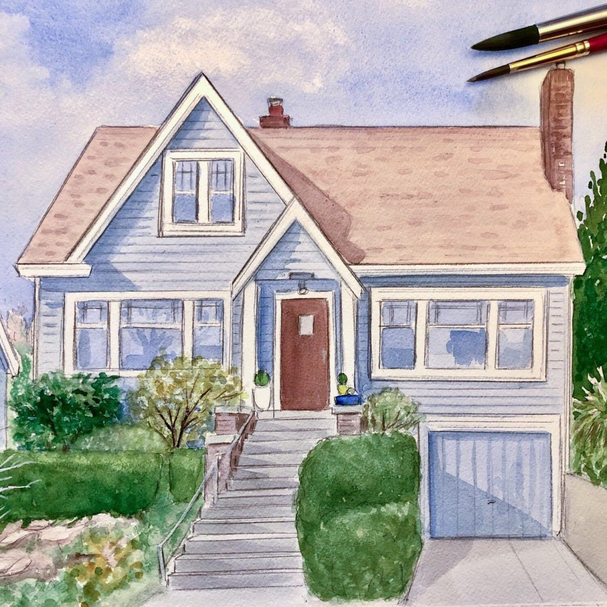 Эскиз домик в лесу Минимализм