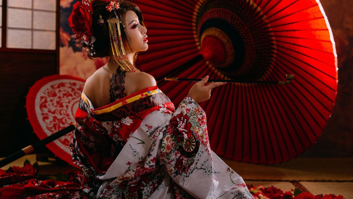 Япония кимоно гейши Самурай