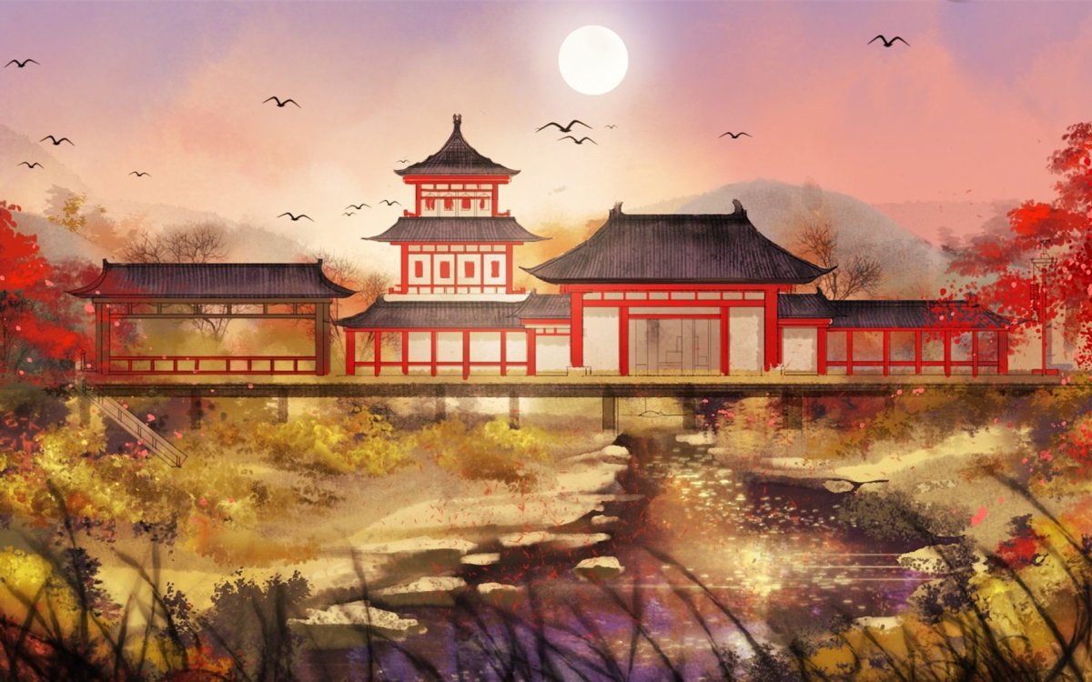 2д пейзаж Япония