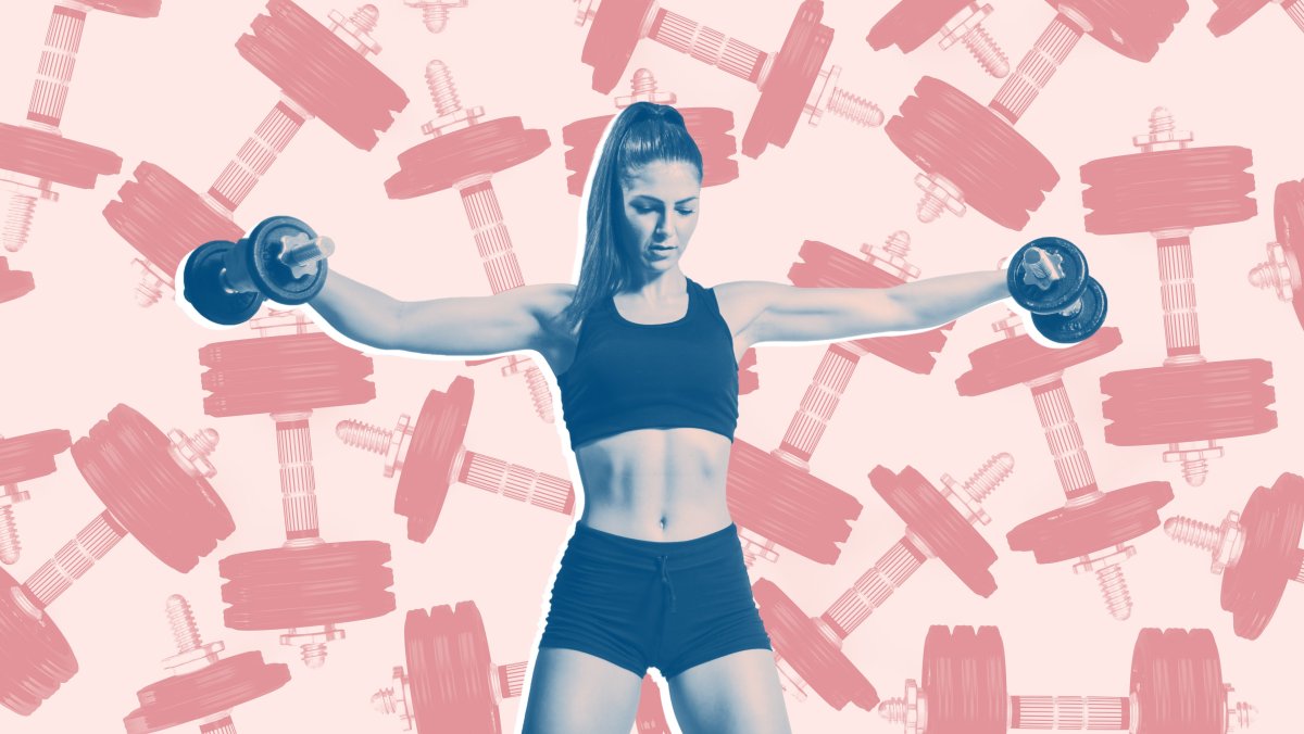 Гантели на ярком фоне