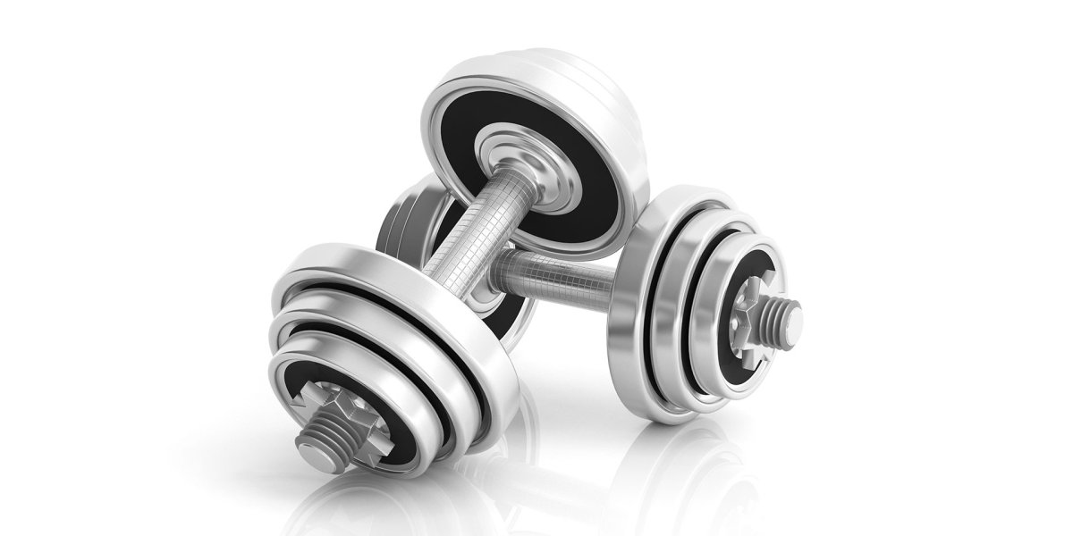 Гантеля на белом фоне