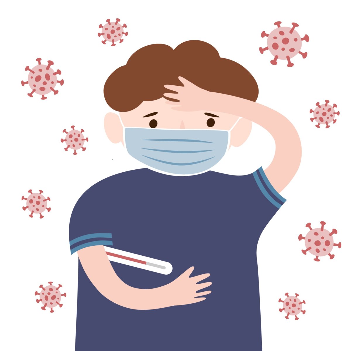 Больной ребенок на прозрачном фоне