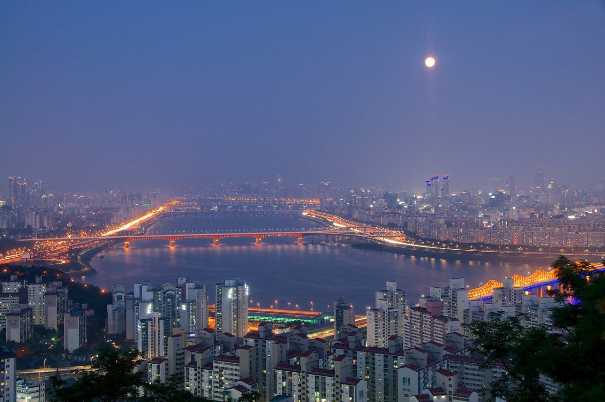 Южная Корея Сеул рассвет