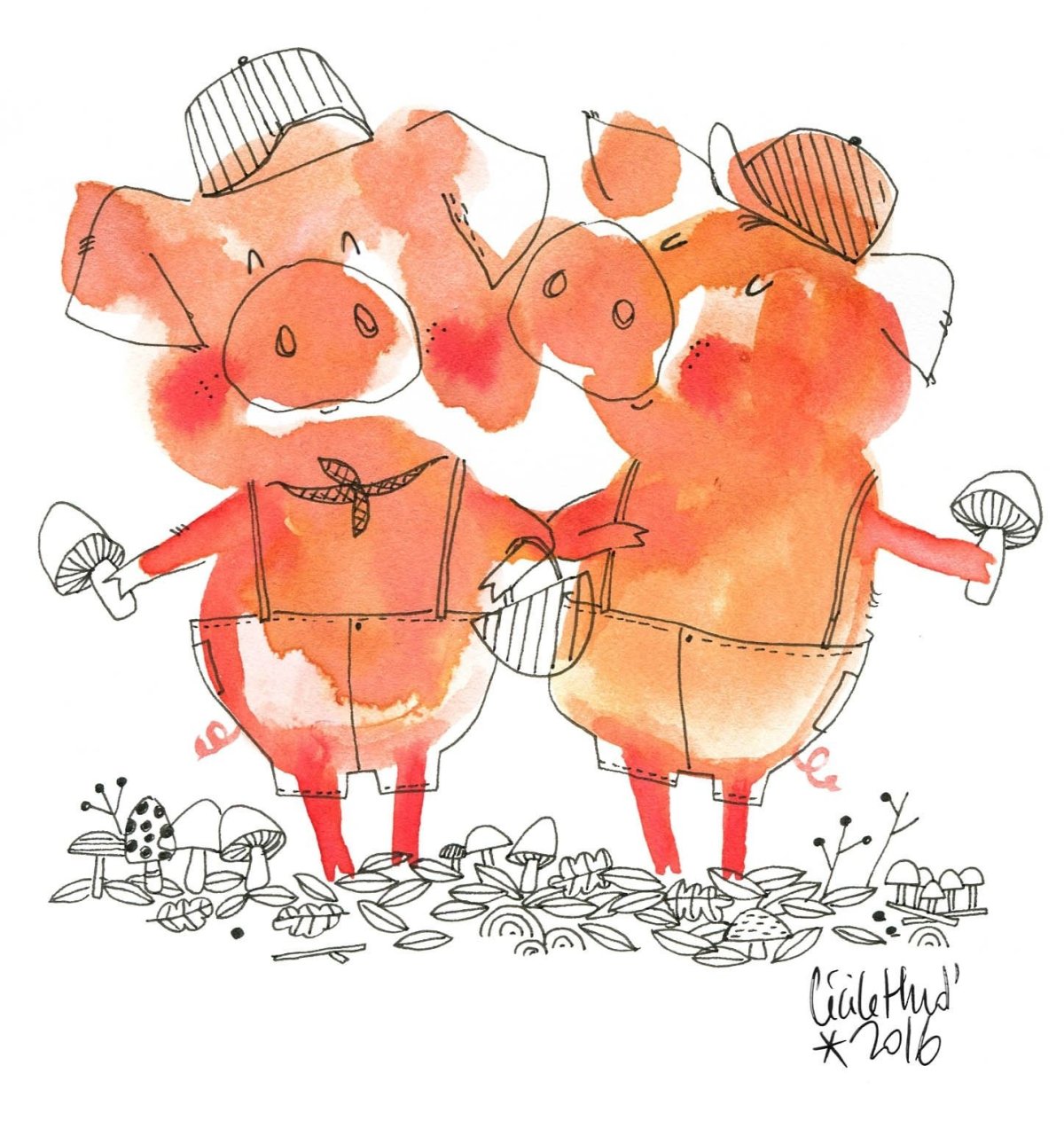 Смешные новогодние поросята рисунки