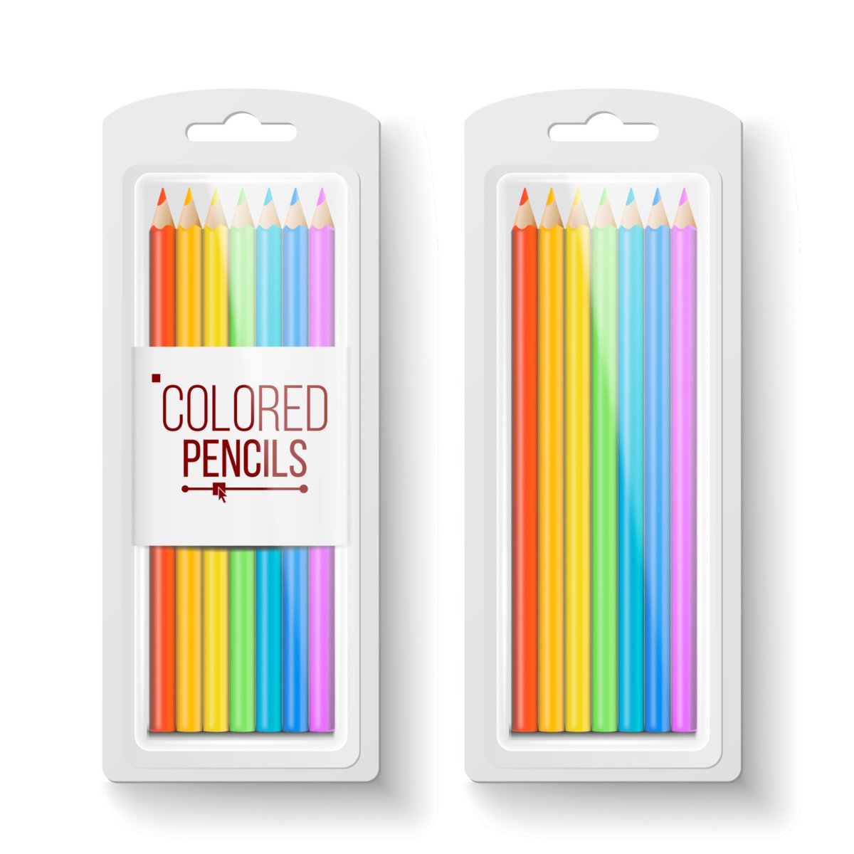 Коробка цветных карандашей на прозрачном фоне