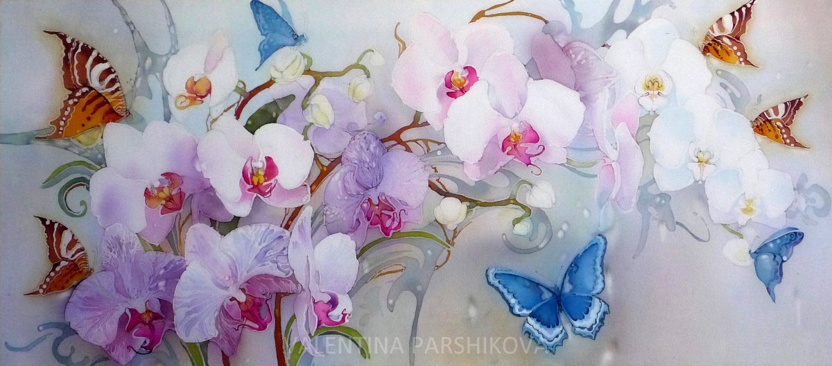 Орхидея акриловыми красками