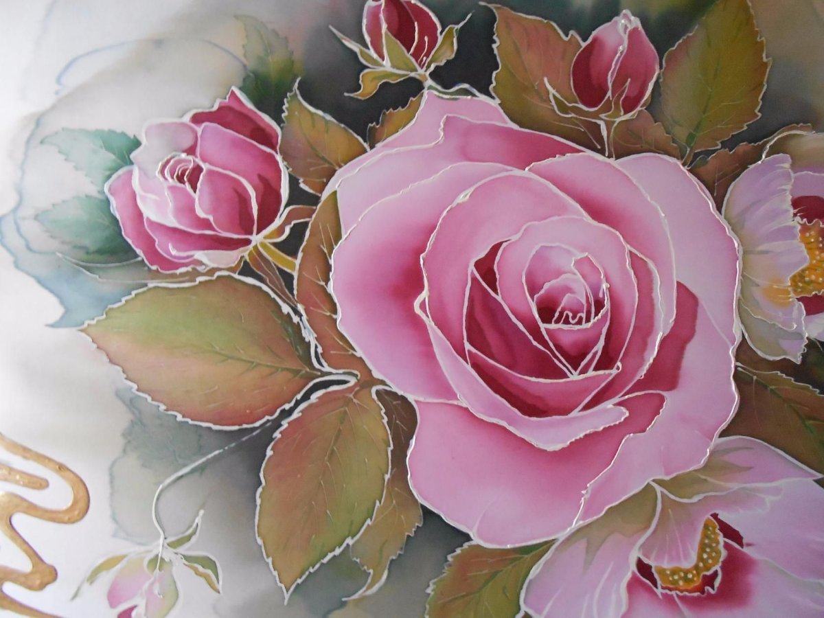 Холодный батик цветы розы