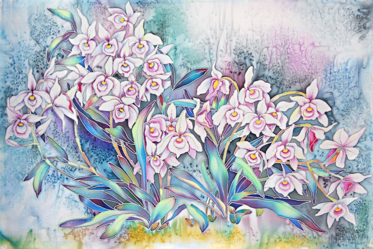 Холодный батик цветы