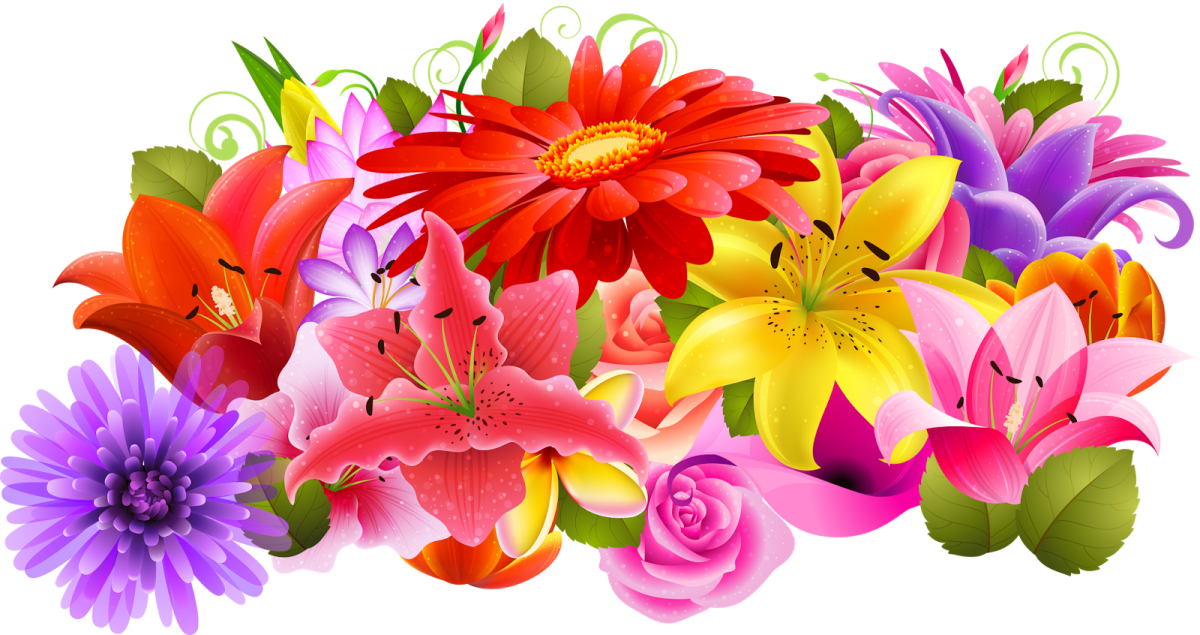 Цветы на прозрачной подложке