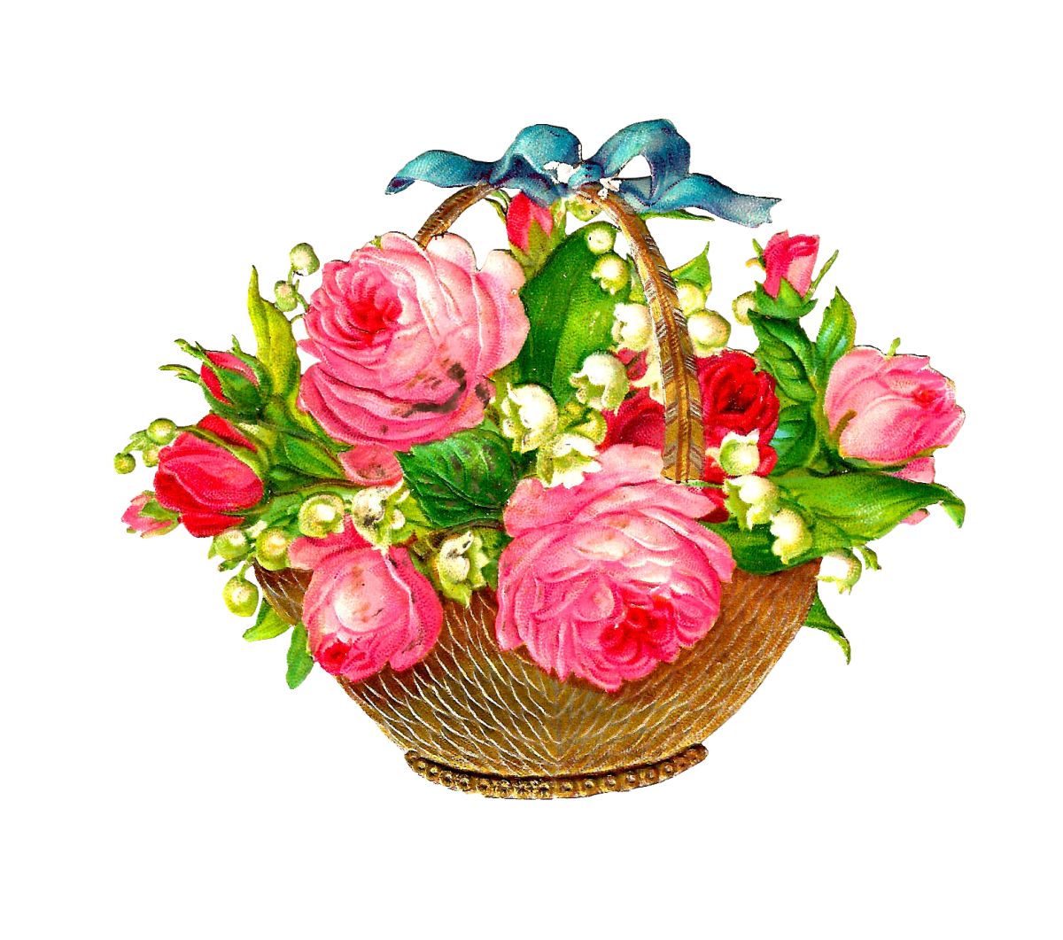 Корзинка с цветами на прозрачном фоне