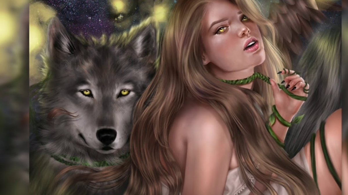 Волчица и девушка