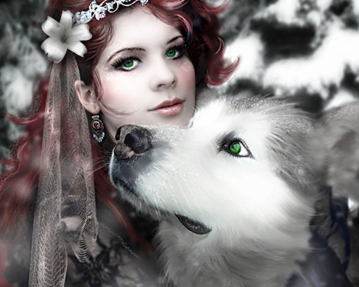 Фэнтези девушки с животными